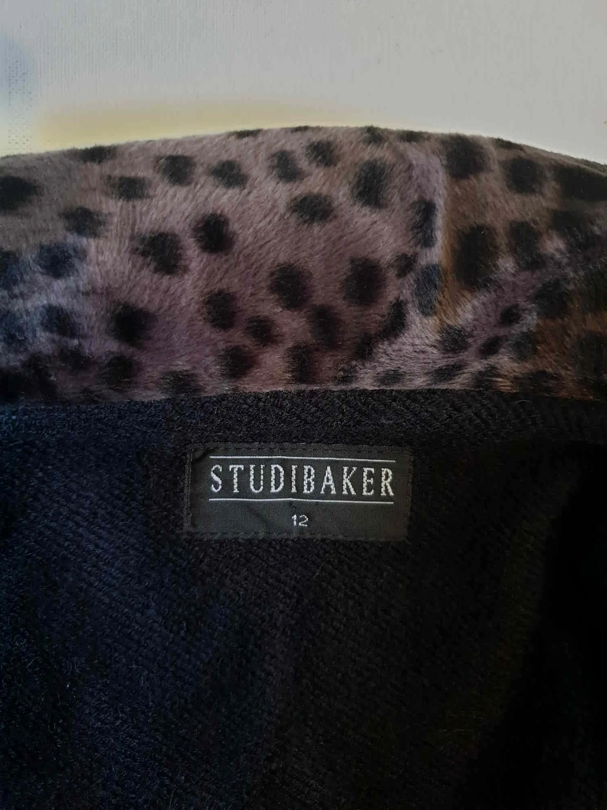 1990s Studibaker Black Coat with Faux Fur Collar - S
