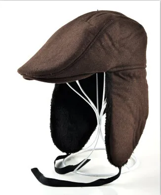 2017 New mans modified version bomber cap beret hat with ears warm winter hats for men can be folded peaked caps boina masculina