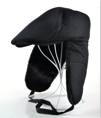 2017 New mans modified version bomber cap beret hat with ears warm winter hats for men can be folded peaked caps boina masculina