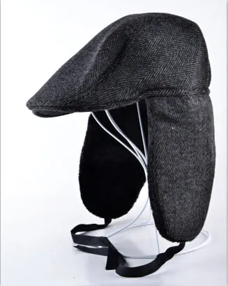 2017 New mans modified version bomber cap beret hat with ears warm winter hats for men can be folded peaked caps boina masculina