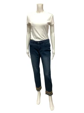 AZI Jeans Blue Raw Hem Embellished Size: 6