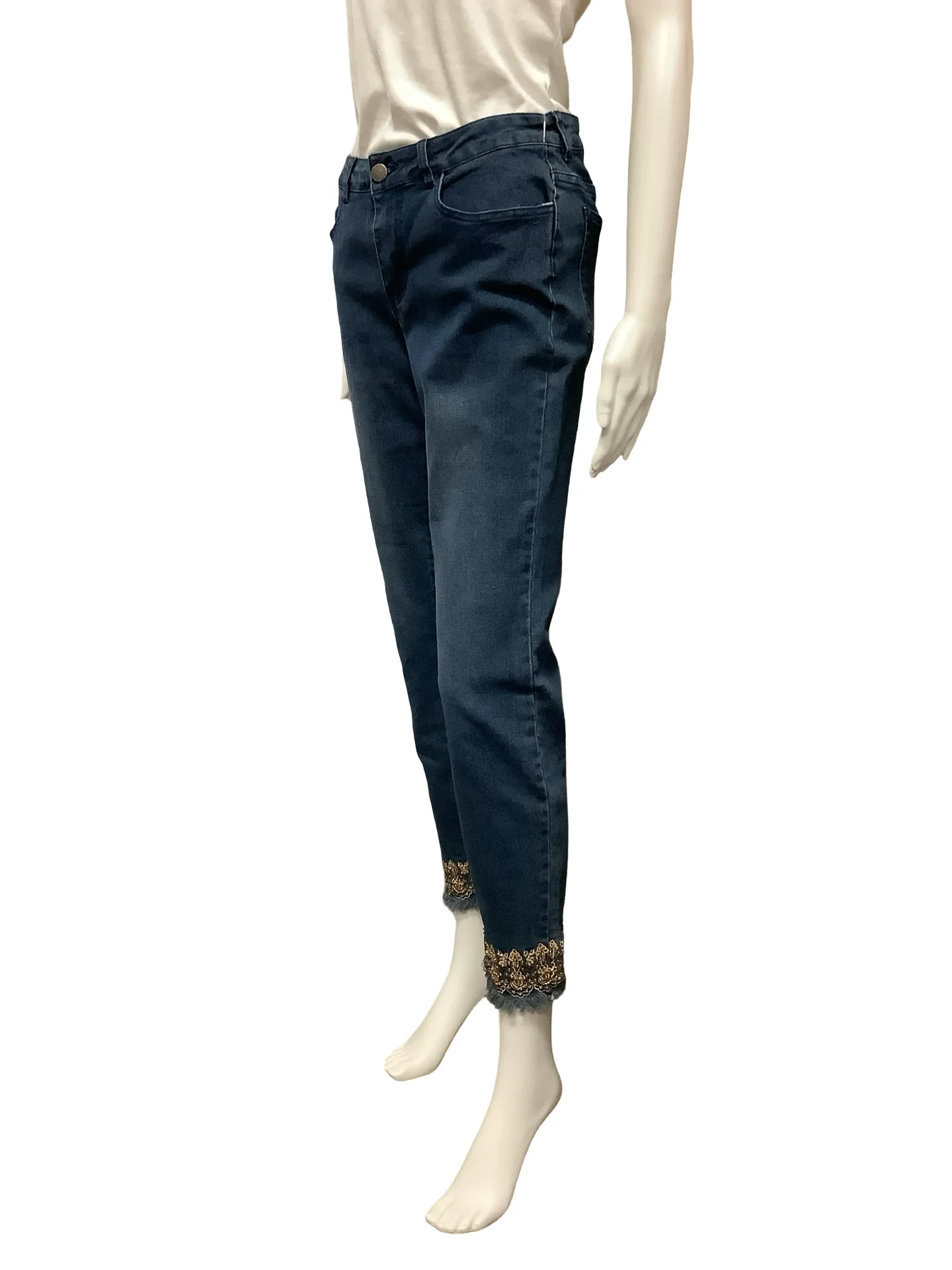 AZI Jeans Blue Raw Hem Embellished Size: 6