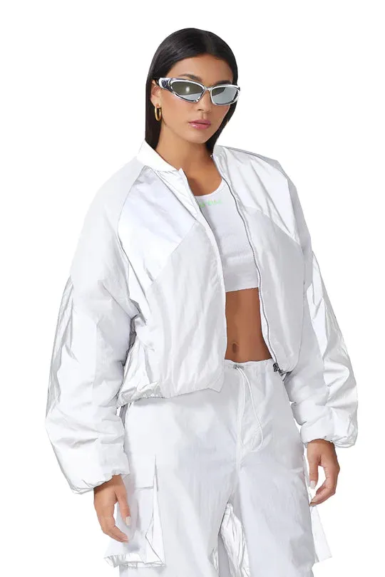 Billie Bomber Jacket - White Grey
