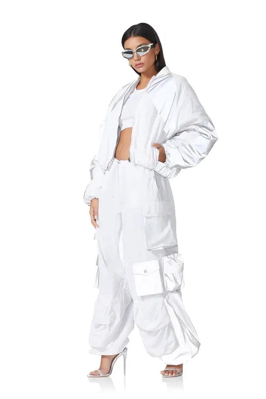 Billie Bomber Jacket - White Grey