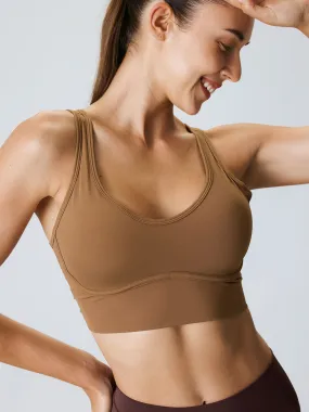 Brown U Neck Sports Bra--High Support
