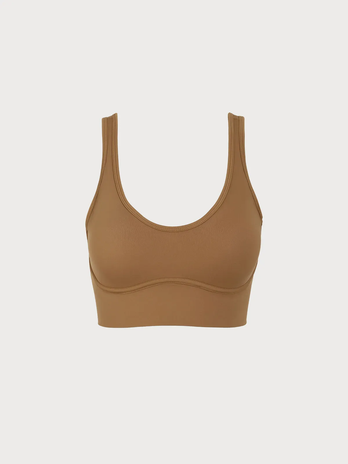 Brown U Neck Sports Bra--High Support