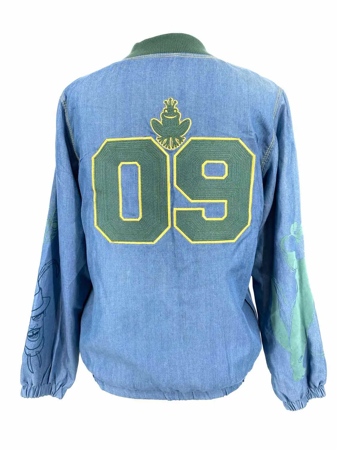 Disney Women's Blue Bomber Tencel Embroidered Size S Jacket