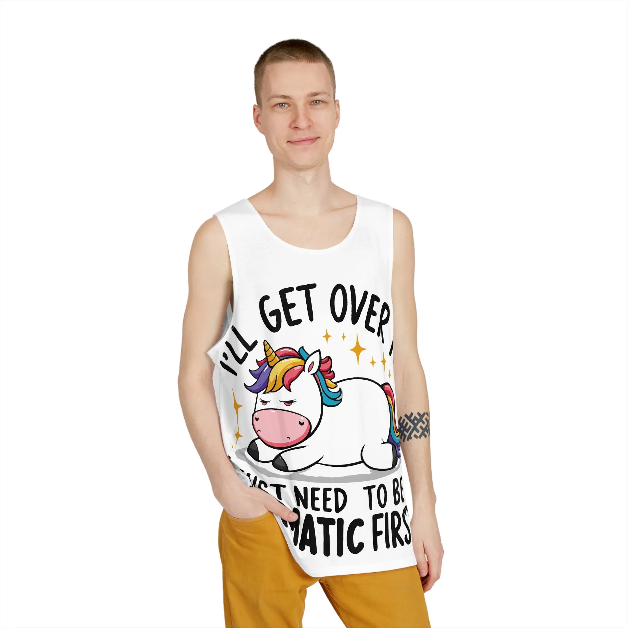 Dramatic Unicorn Men's Tank Top - Funny Graphic Tee for Casual Wear