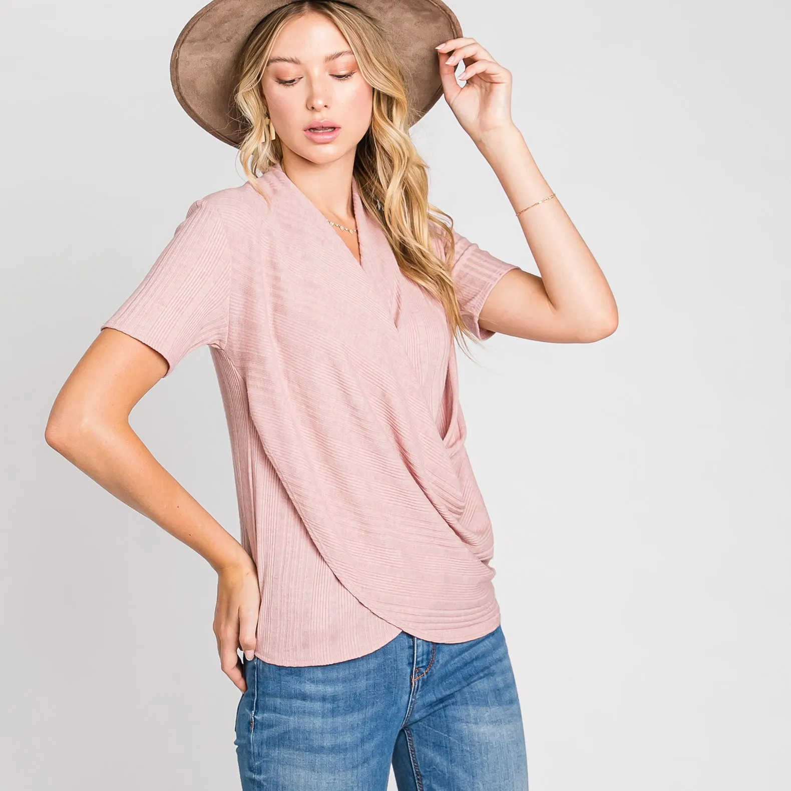 Dreamy Ribbed Wrap Blouse