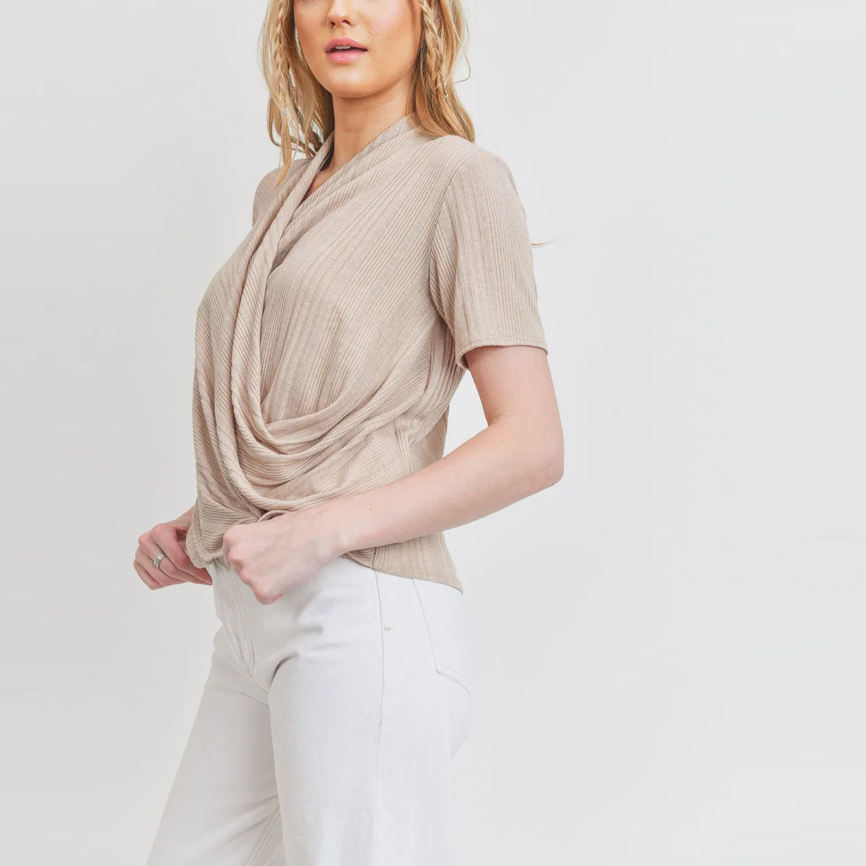 Dreamy Ribbed Wrap Blouse