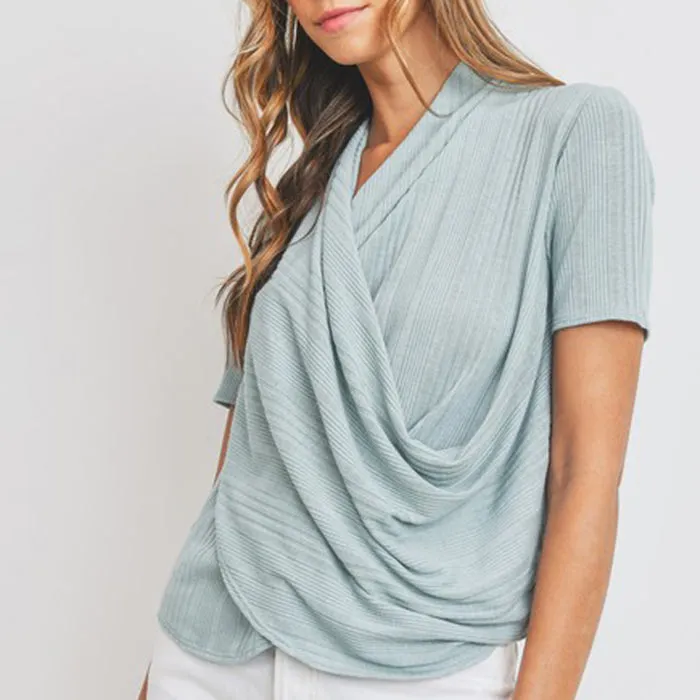 Dreamy Ribbed Wrap Blouse