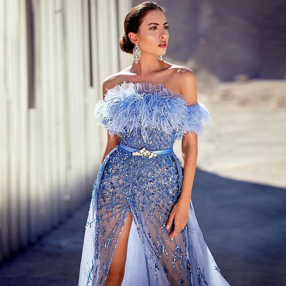 High Split Strapless Women's Evening Party Gown