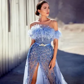 High Split Strapless Women's Evening Party Gown
