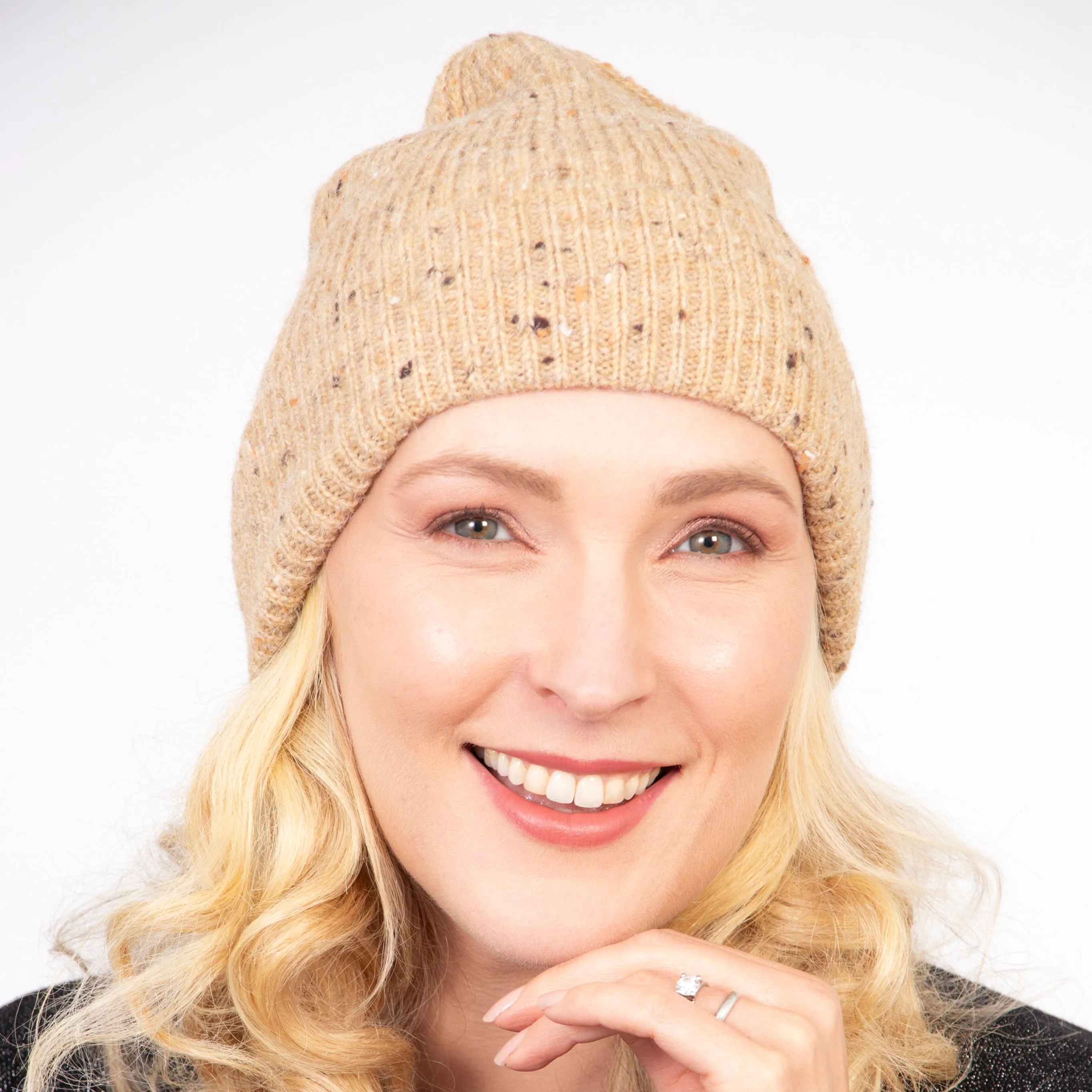 Lainey Beanie Hat - Brown, Marl Knit