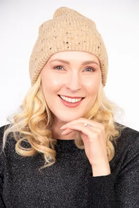 Lainey Beanie Hat - Brown, Marl Knit