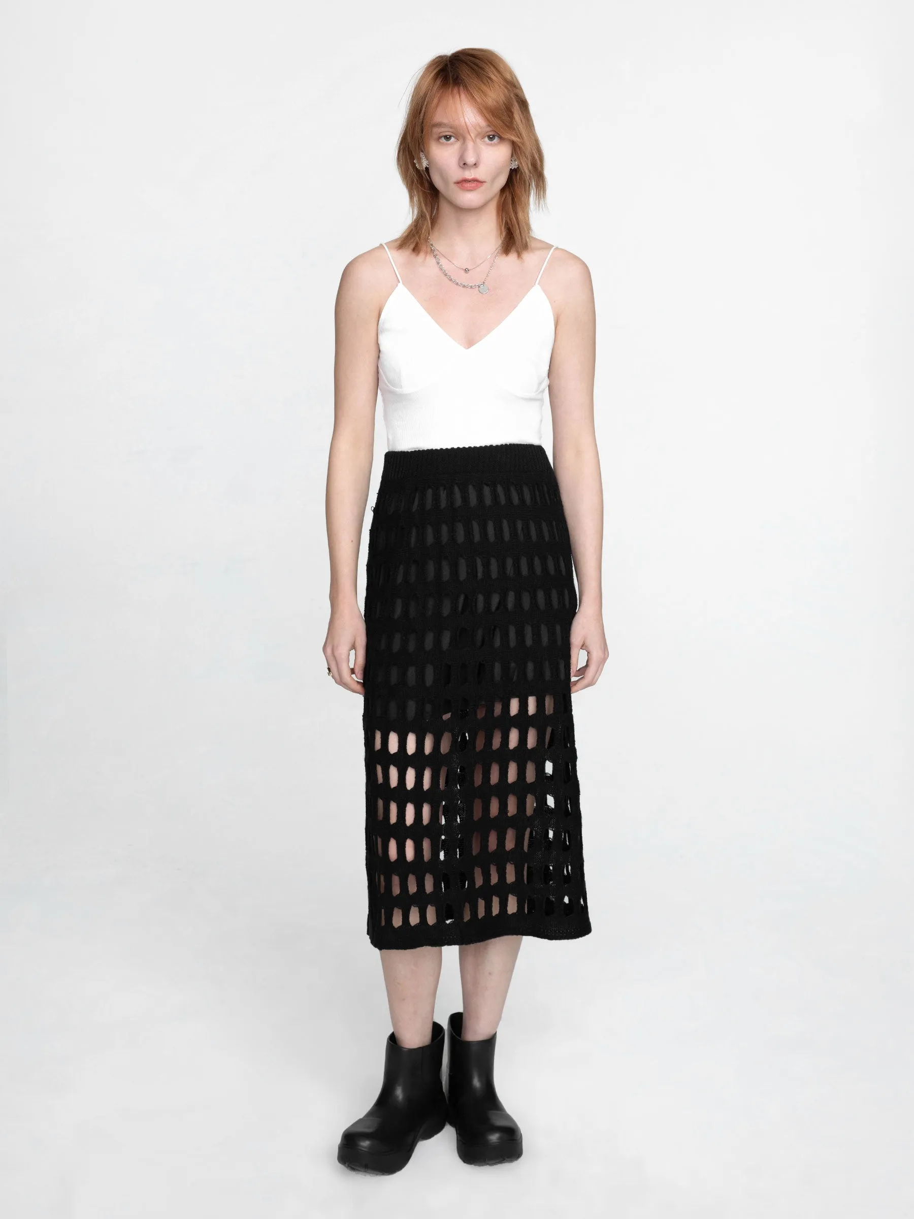 Large Mesh Midi Skirt