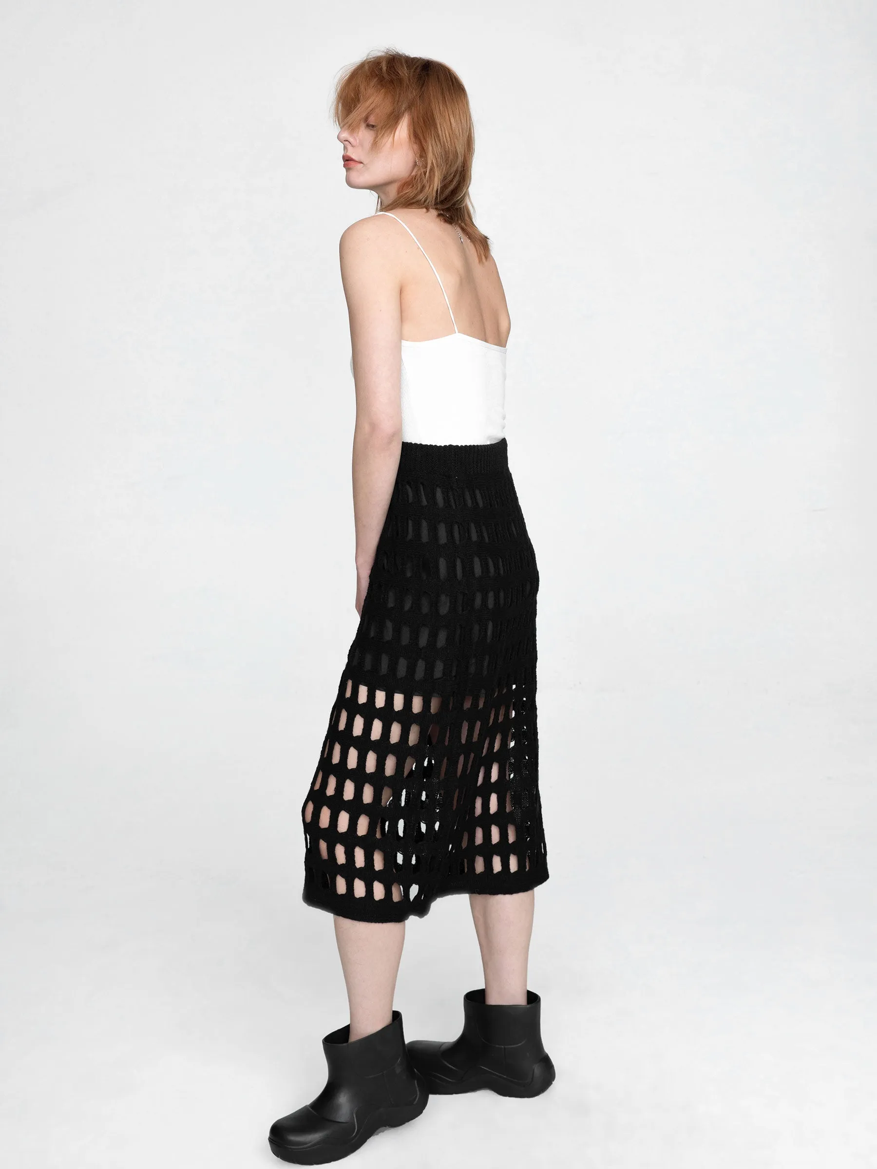 Large Mesh Midi Skirt