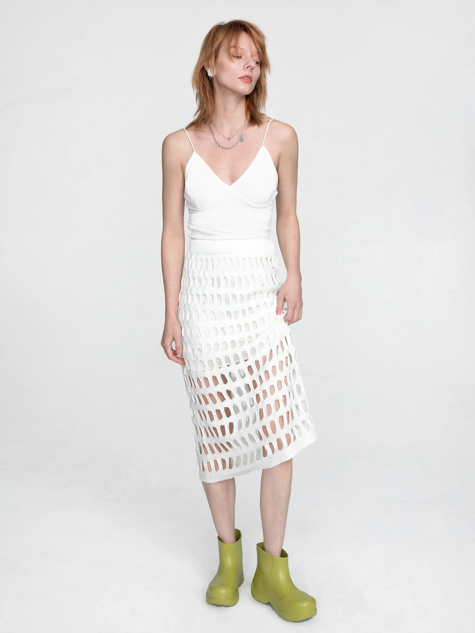 Large Mesh Midi Skirt
