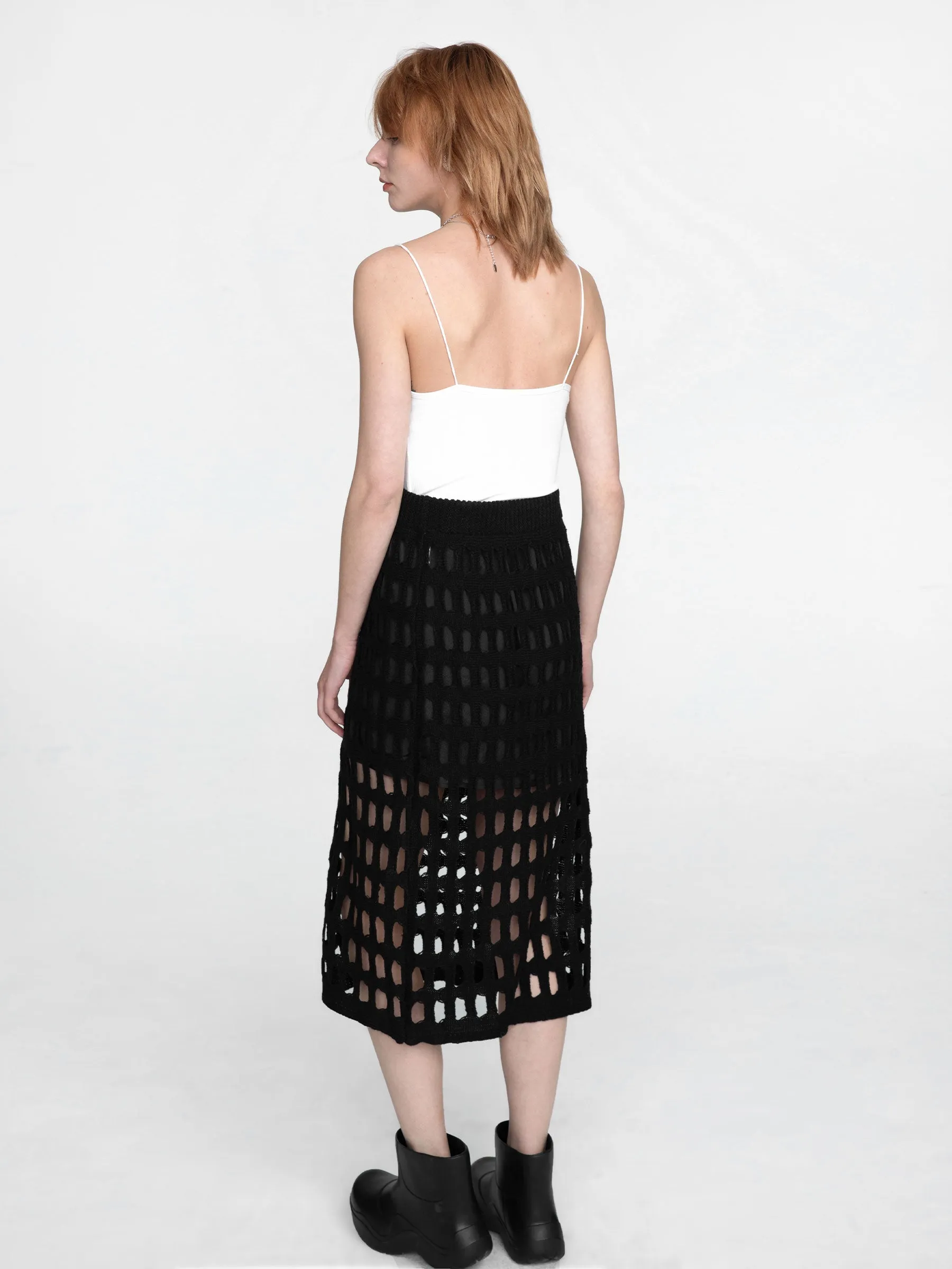 Large Mesh Midi Skirt