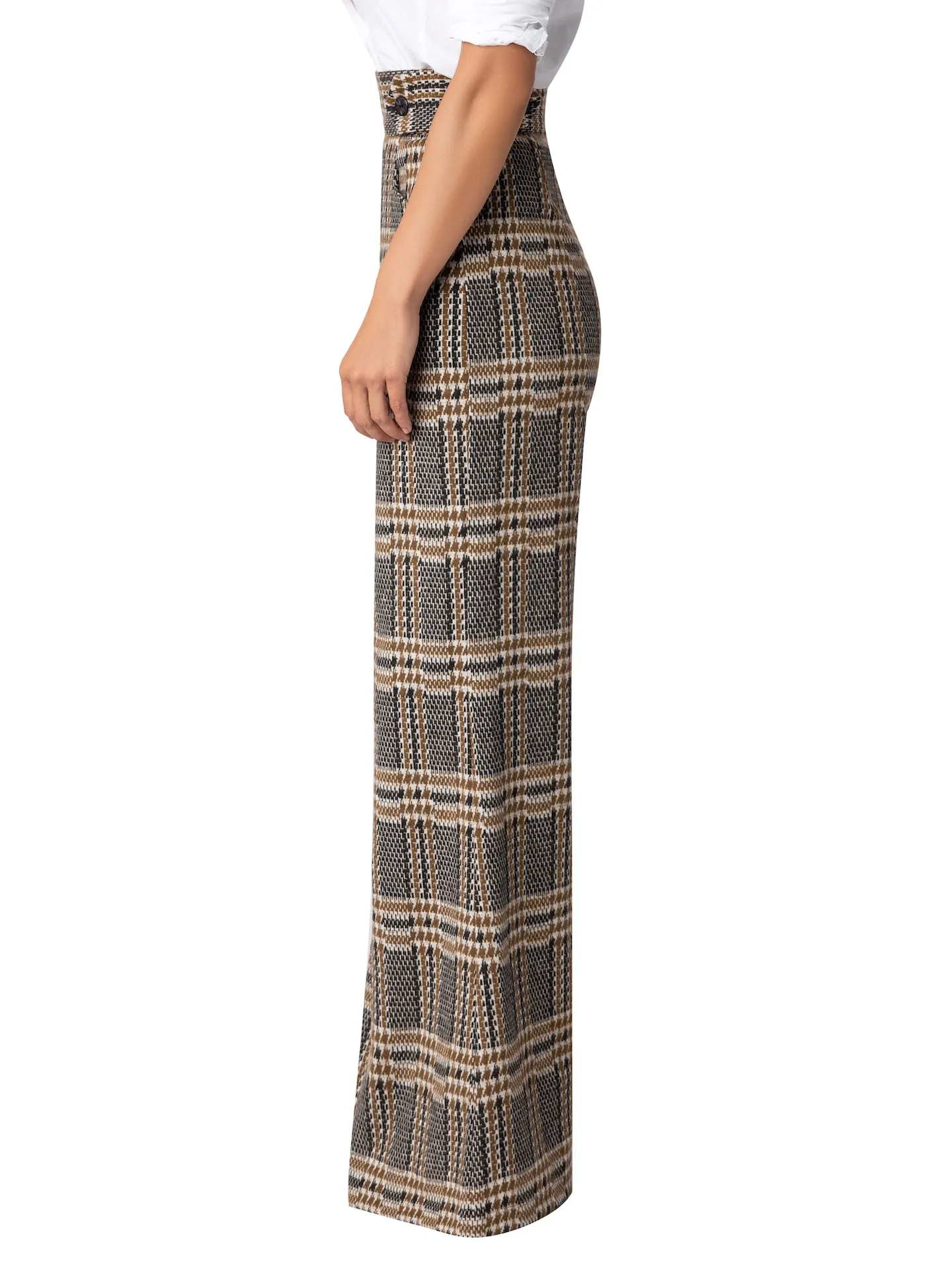 “Liverpool” Brown Brushed Plaid Pants