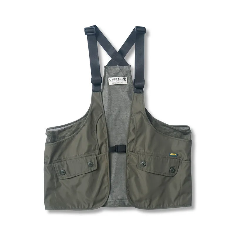 Men Sweater Vest Multi-Pocket Workwear Vest Men's Loose Mesh Stitching Adjustable Vest Sleeveless Jacket