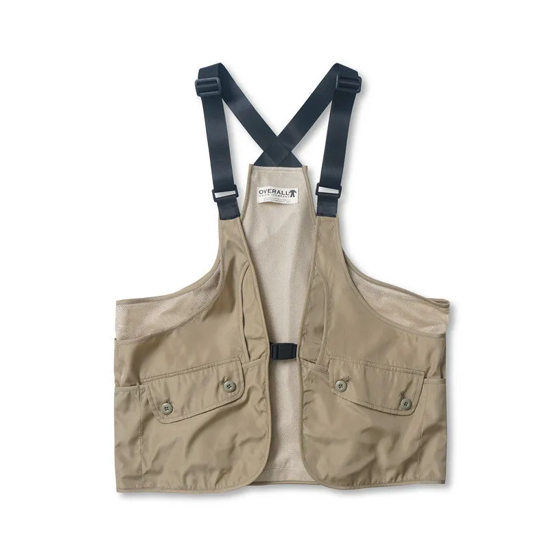Men Sweater Vest Multi-Pocket Workwear Vest Men's Loose Mesh Stitching Adjustable Vest Sleeveless Jacket