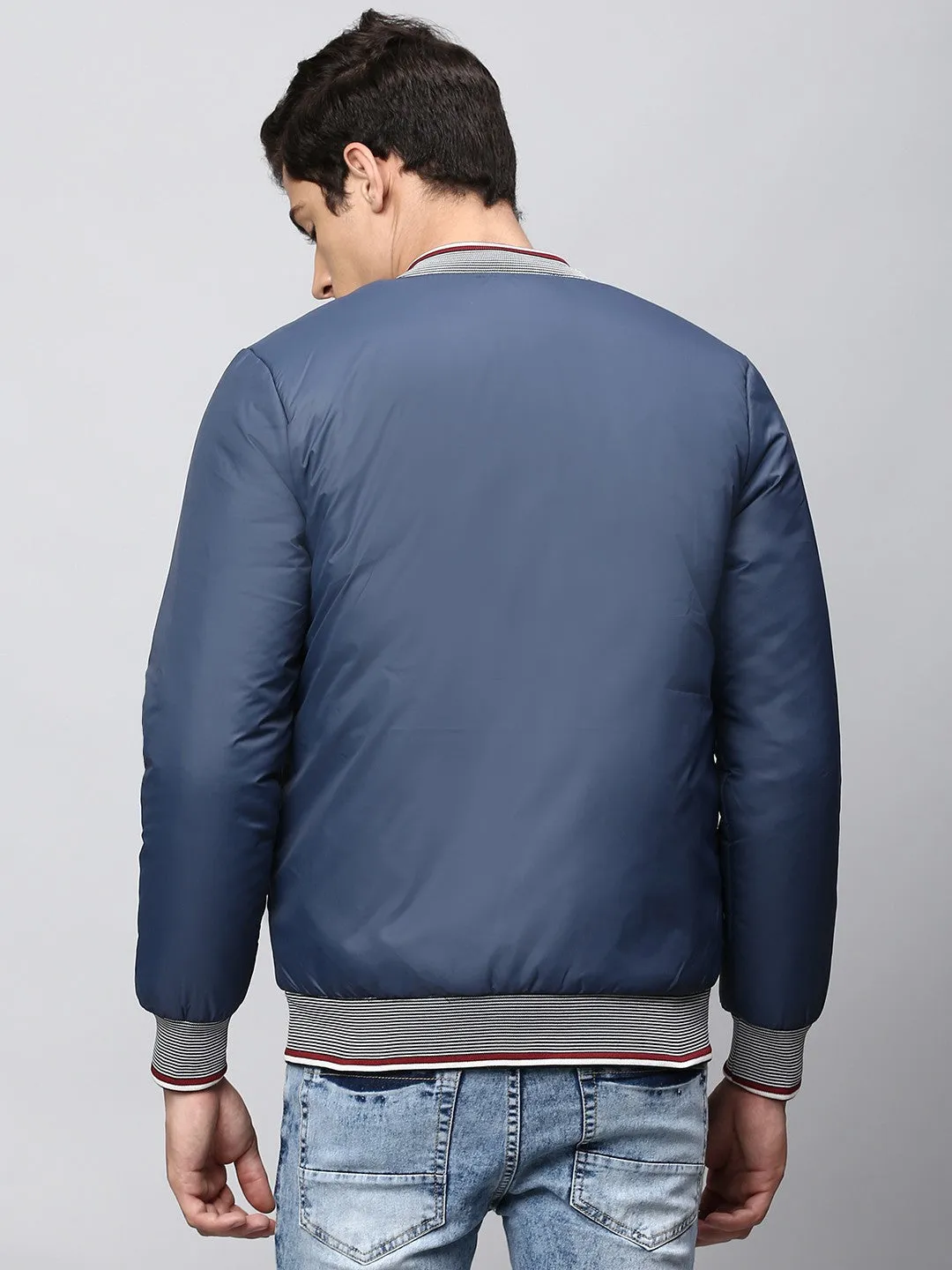 Mens Long-Sleeve Jacket - Lightweight Casual Winterwear  (Navy) Dlmjks016