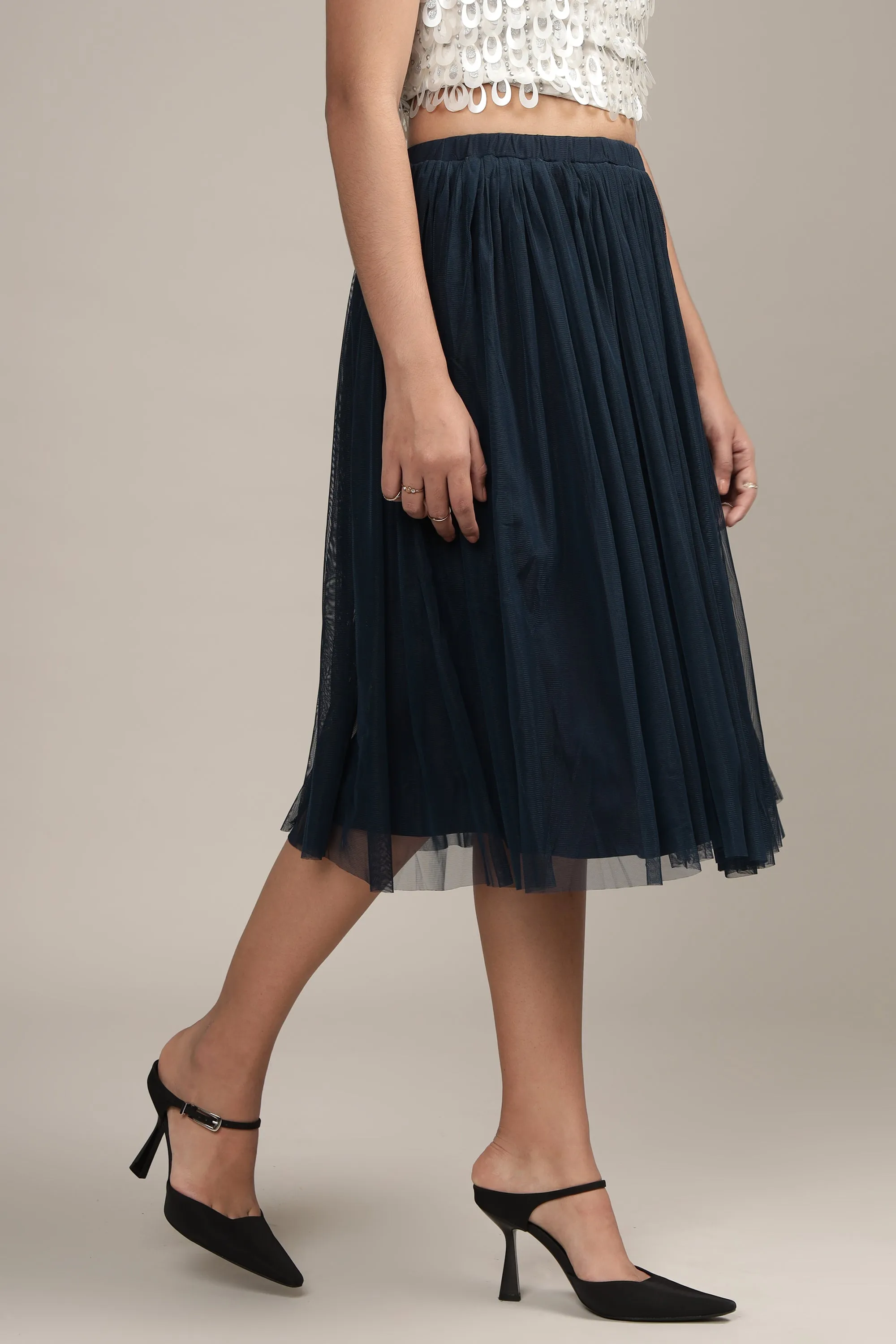 Merlin Navy Midi Skirt
