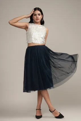 Merlin Navy Midi Skirt