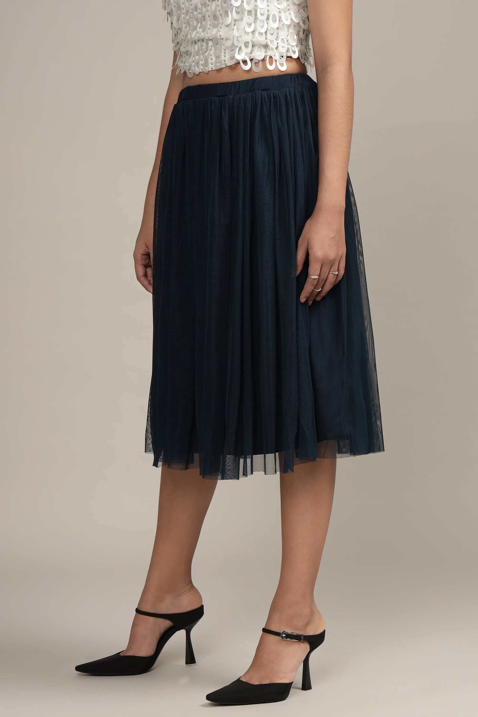 Merlin Navy Midi Skirt