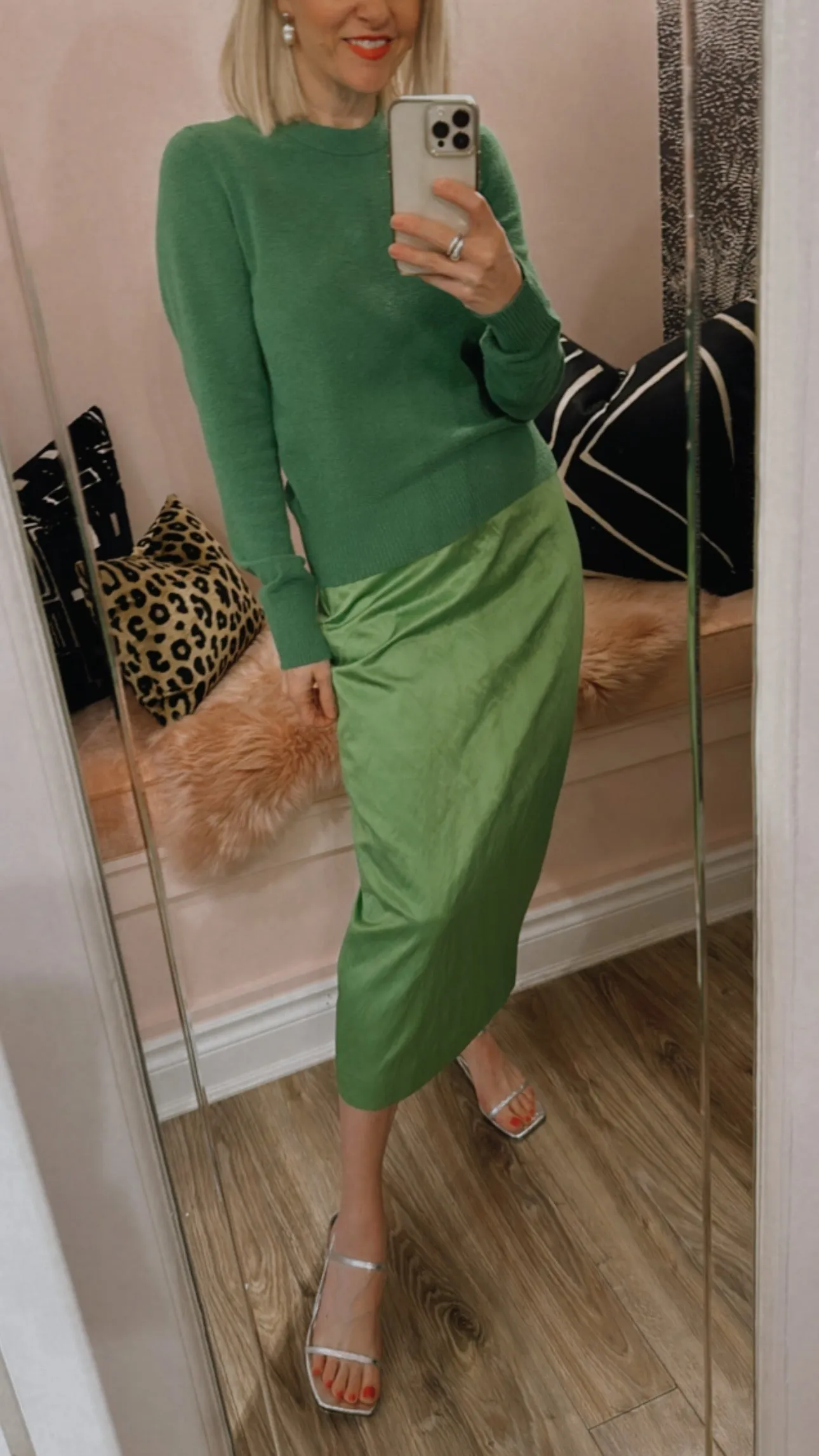'Phoebe' Satin Midi Skirt