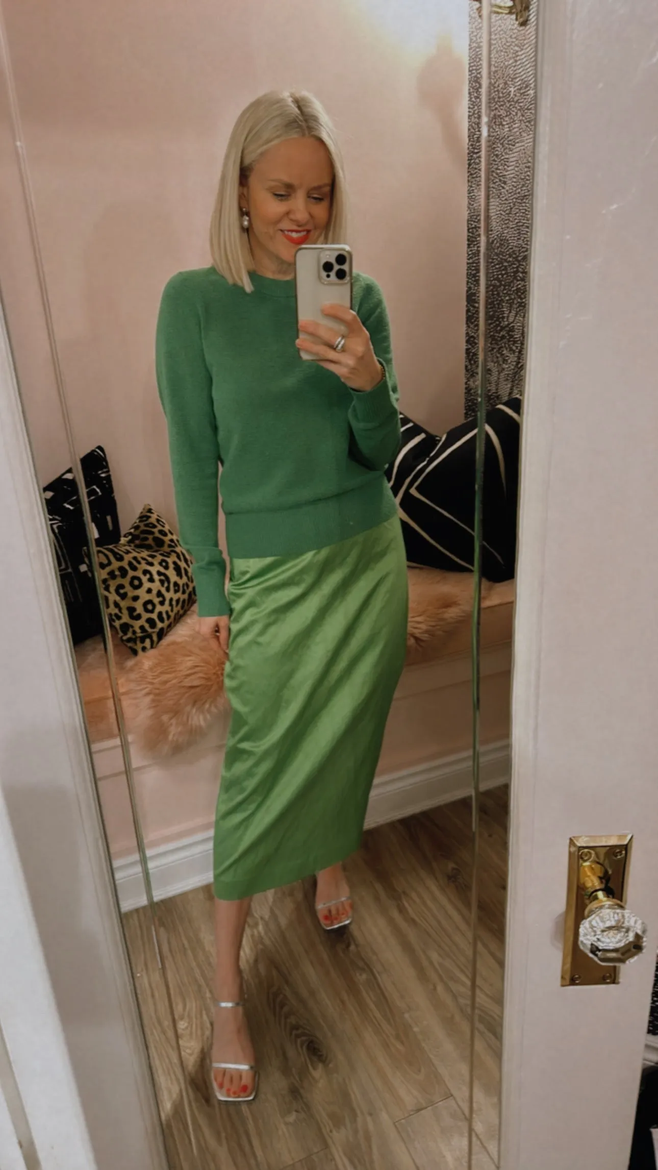 'Phoebe' Satin Midi Skirt