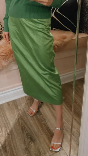 'Phoebe' Satin Midi Skirt