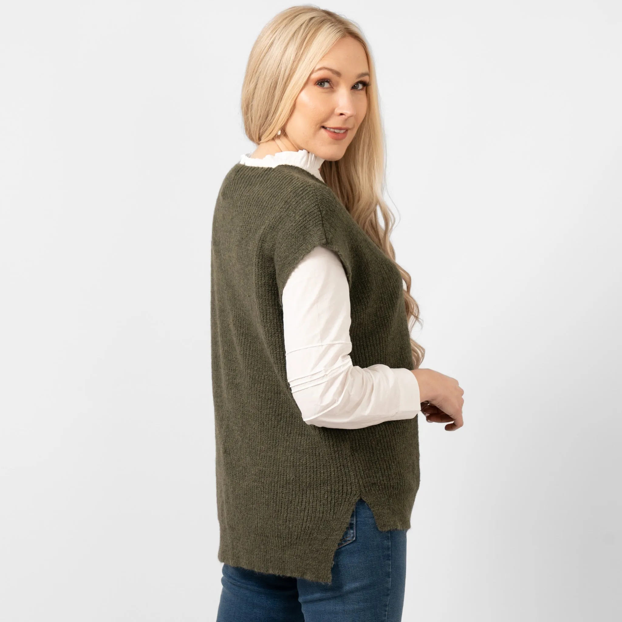 Reese Wool Blend Tank Top- Khaki
