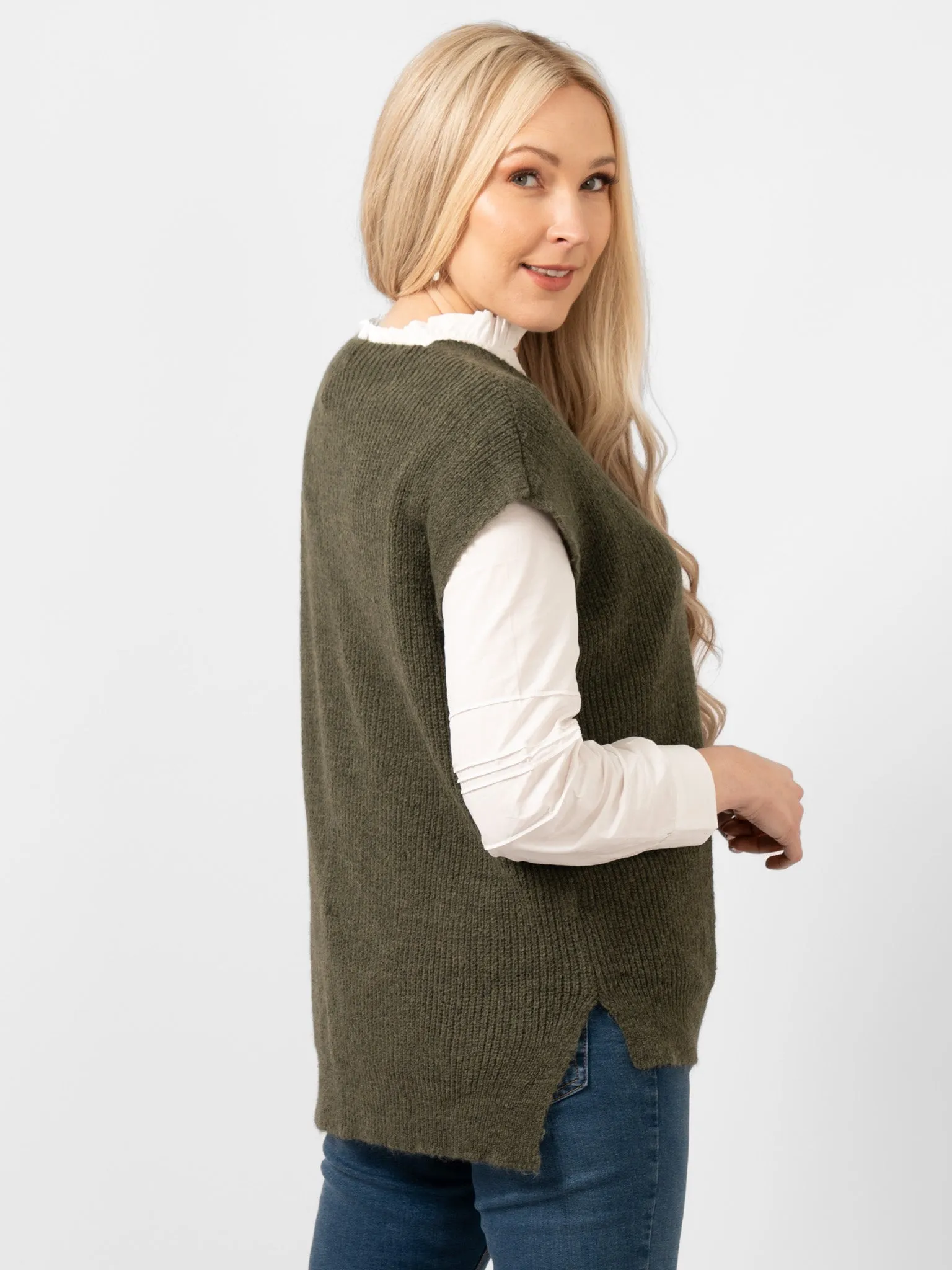 Reese Wool Blend Tank Top- Khaki