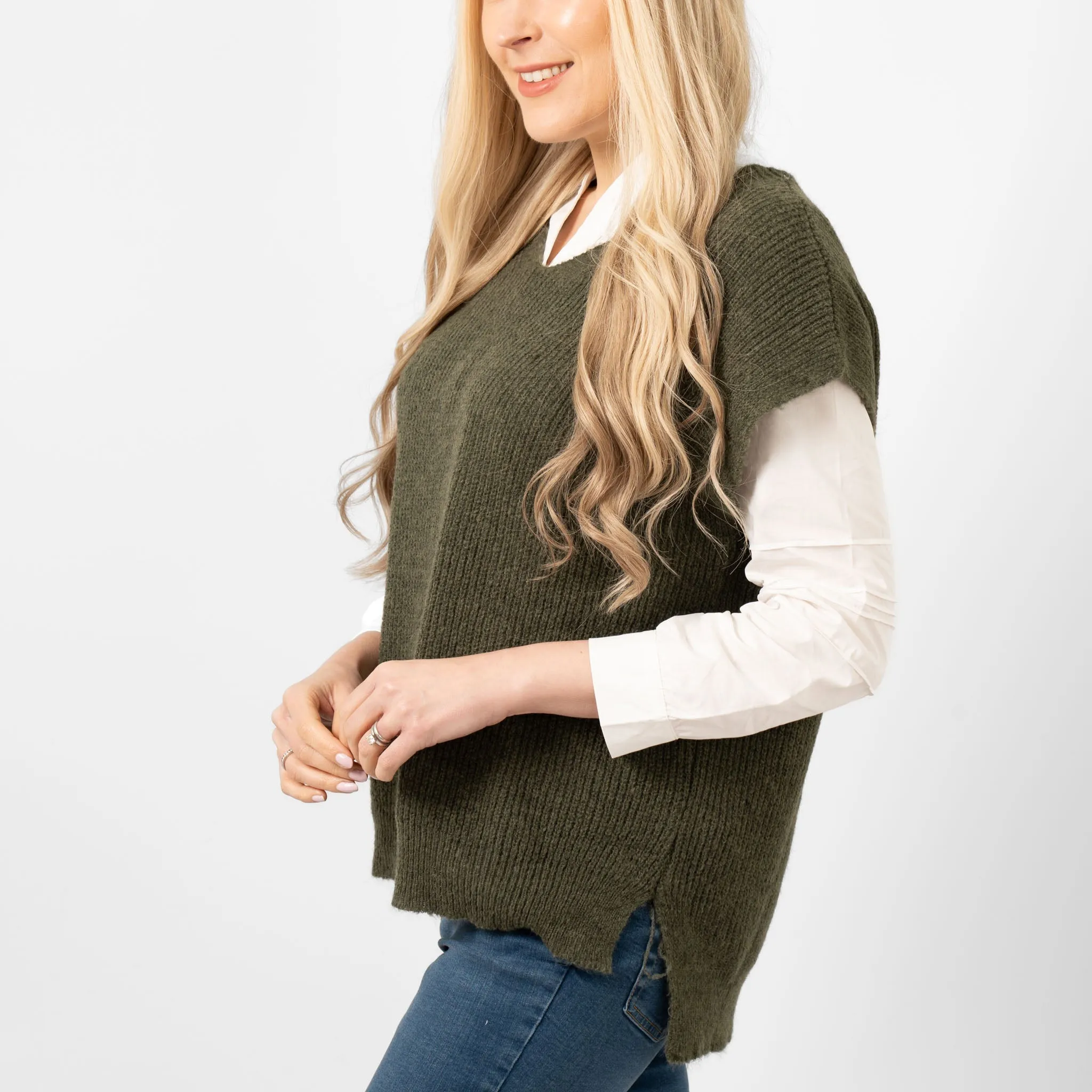 Reese Wool Blend Tank Top- Khaki