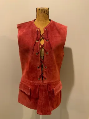 Rice Sports Wear Red Suede Vest, Made in Canada, SOLD
