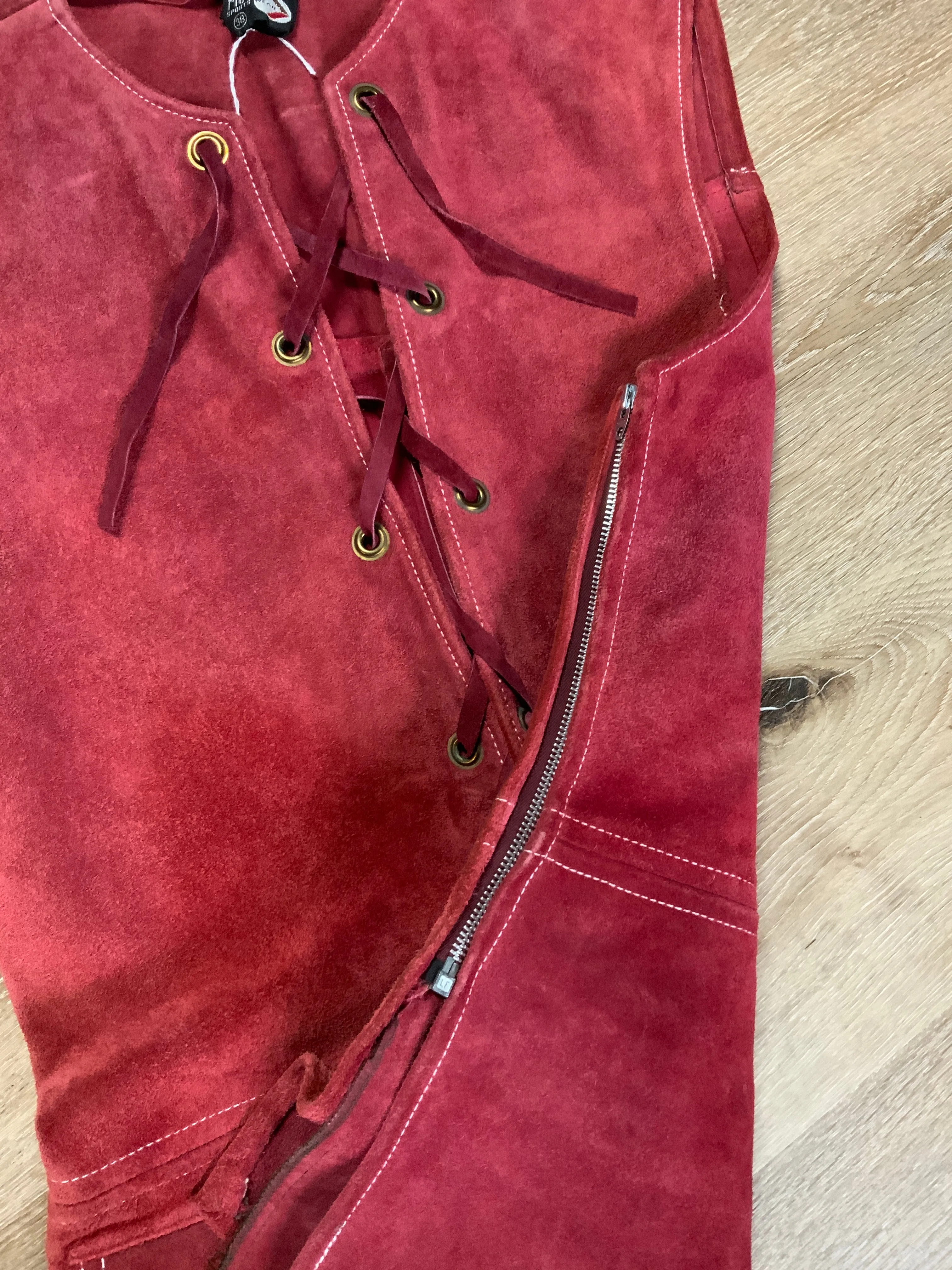 Rice Sports Wear Red Suede Vest, Made in Canada, SOLD