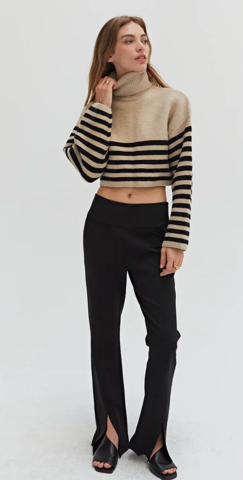 Taupe/Black Turtleneck