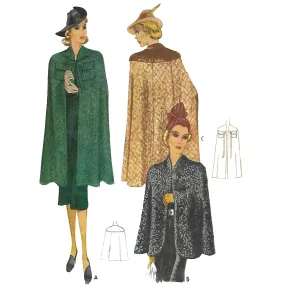 Vintage 1930s Pattern – Cape Coat, Three Styles - Bust 34” (86.4cm)